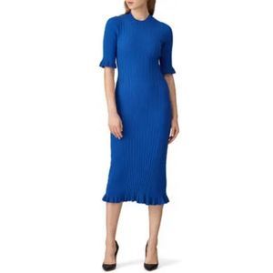 ‘Veda’ Blue Figgy Figure Hugging Ribbed Knit Blue Midi Dress